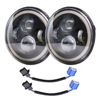 1 Pair 7 INCH 140W LED Headlight Halo Angle Eye for Jeep Wrangler CJ JK LJ 97-18