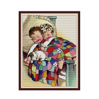 ◘✧ DIY Cross Stitch Brother and Sister Character Series Set Ecological Cotton Thread Printing Embroidery Home Decoration Painting