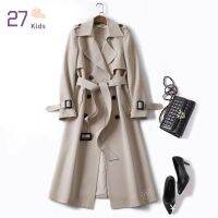 27เด็กผู้หญิงขนาดใหญ่เสื้อแจ็คเก็ตแฟชั่น Single-Breasted Slim Fit Trench Coat Simple สีทึบ Windbreaker Outwear