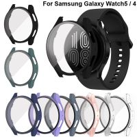 ► PC szkło hartowane do Samsung Galaxy Watch 5/zegarek 4 40mm 44mm PC matowy pokrowiec dookoła ochronny zderzak Shell skrzynki pokrywa