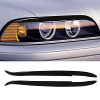 2Pcs Car Headlight Eyebrow Cover Glossy Black Front Left Right Trim Decoration Replacement For BMW E39 1997‑2003