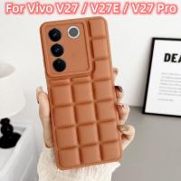 สำหรับ Vivo V29 V29E V27E V 27E VivoV27 Pro 5G 2023กรอบลายหมากรุกแฟชั่นผิวมาการองรู้สึกเคสมือถือกันกระแทกปกป้องฝาหลังแข็ง