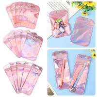 50pcs/bag Thicken With Hang Hole Jewelry Display Iridescent Zip Pouches Packaging Bag OPP Bags Self Sealing Pouches