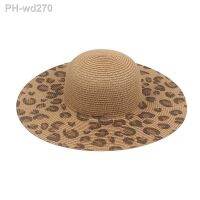 2022 straw hat women 39;s summer new fashion big brim beach vacation sun hat personality leopard print sunscreen hat