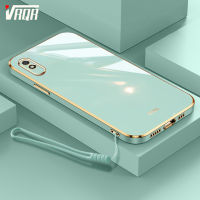 เคสโทรศัพท์เนื้อนุ่ม VRQR สำหรับ Xiaomi Redmi 9A สีลูกกวาด2022เคสเคลือบหรูหราดีไซน์ใหม่พร้อมสายคล้องฟรี