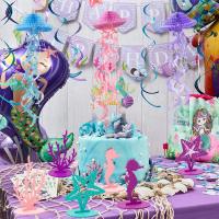 Jelly Fish Paper Honeycomb Lanterns Little Mermaid Garland Felt Table Centerpiece Under The Sea Baby Shower Birthday Party Decor Banners Streamers Con