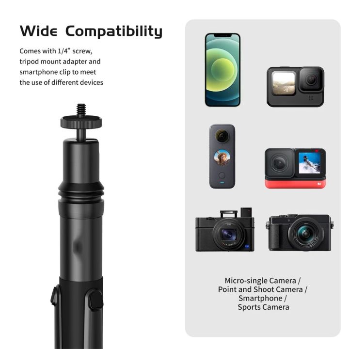 for-insta360-one-rs-r-gopro-10-9-action-camera-portable-selfie-stick-foldable-tripod-wireless-bluetooth-remote-control-for-phone
