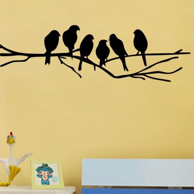 Black White Birds On The Tree Branch Wall Sticker For Living Room Wall Decals For Art Stickers Home Decoration Murals Removable