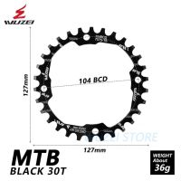 Wuzei เฟืองข้อเหวี่ยงจักรยาน30T 104bcd แคบกว้างกลมเบามาก7075-t6 Mtb จานจานหน้าวงกลมเฟืองจักรยาน