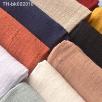 ☁ 130x50cm Thin Solid Color Sand Washing Treatment Cotton Linen Cloth Slub Soft Fabric Diy Dress Robes Clothing Handmade TJ9416