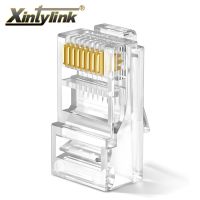 Xintylink ขั้วต่อ Rj45สายเคเบิลอีเทอร์เน็ตปลั๊ก Rj 45 Cat6 8p8c เครือข่ายขั้วต่อชุบทองแบบไม่หุ้มฉนวน Utp Modular 50ชิ้น100ชิ้น