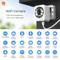 กล้องรักษาความปลอดภัยสำหรับบ้านการดูจากระยะไกล WIFI 1080P HD 360การตรวจจับการเคลื่อนไหวมองเห็นกลางคืนหมุนได้ ° เครื่องบันทึกวิดีโอเสียงกล้องวงจรปิด