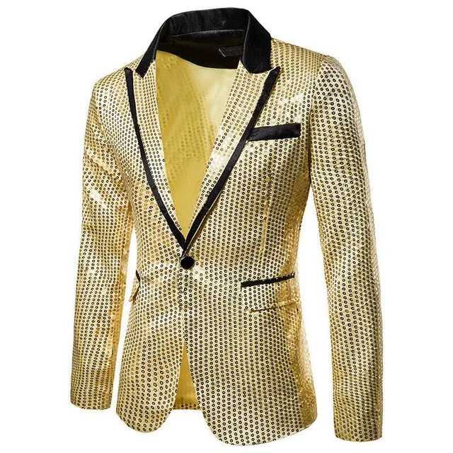 Shiny Gold Shiny Shiny Decorated Blazer Jacket for Men Night Club ...