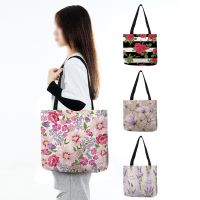 Personalized Fresh Floral Handbag Rose Flower Pattern Women Large Tote Bags Ladies Handbag Shoulder Totes Travel Shopping Beach