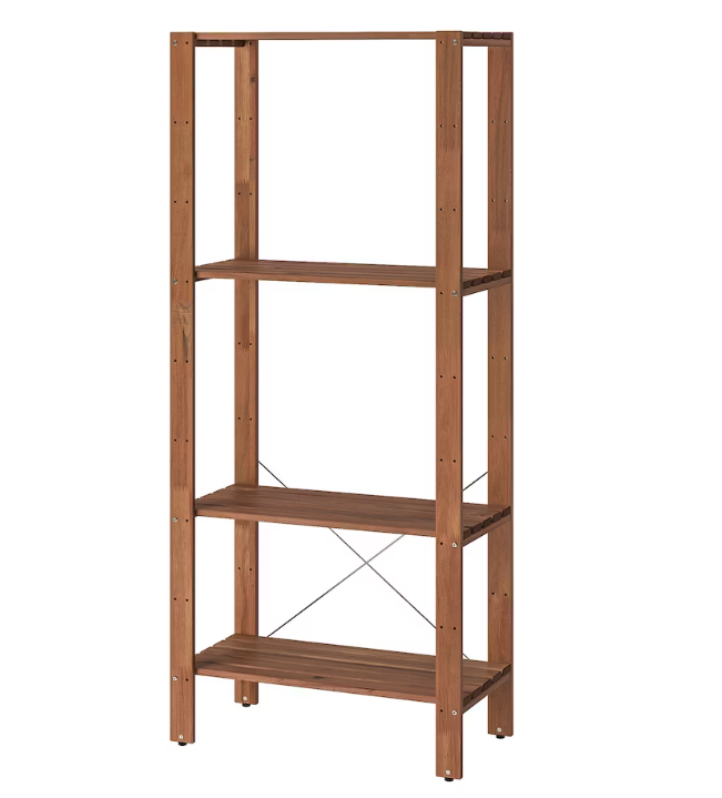 shelving-unit-outdoor-brown-stained-acacia-wood-acrylic-stain