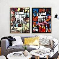 GTA 5 San Andreas Vice City Vintage Canvas Art พิมพ์โปสเตอร์ภาพผนังสำหรับห้องพักตกแต่งบ้าน Wall Decor Wall Art ใหม่