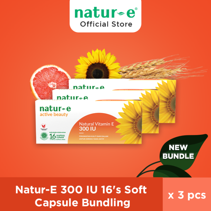 [Bundle] NaturE Active Beauty Natural Vitamin E 300 IU 16s 3pcs Soft Capsule suplemen / vitamin