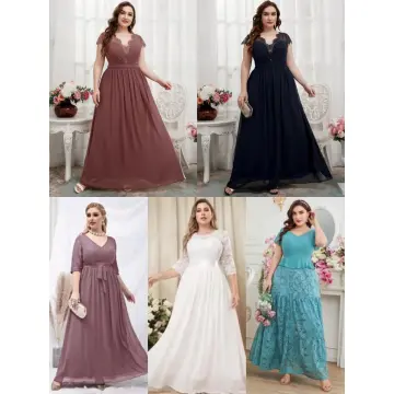 #2206 Plus size Casual Formal Lace Long Dress Gown with Premium high  quality 3/4 shoulder design
