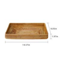 Hand-Woven Rattan Storage Basket Bread Fruit Tea Snack Picnic Storage Box Household Kitchen Organizing Basket