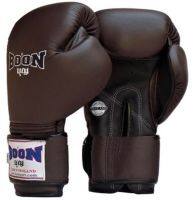 นวมซ้อมมวยไทย บุญมวยไทย ทำจากหนังแท้ เมจิกเทป สีน้ำตาลเข้ม BOON Boxing Gloves  8,10,12,14,16 oz BGVBR Velcro Dark Brown Genuine Leather Sparring MuayThai MMA K1