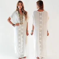 --D0512 Europeans sexy hollow out beach cotton knit together lace blouse on holiday robes sunscreen shirt bikini smock