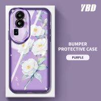 เคสโทรศัพท์ YBD สำหรับ OPPO Reno 10 Pro Plus 5G ลายดอกคาเมลเลียลวดลายโปร่งใสสีฟิล์มเลนส์อ่อนป้องกันคาร์บอนเมร่า