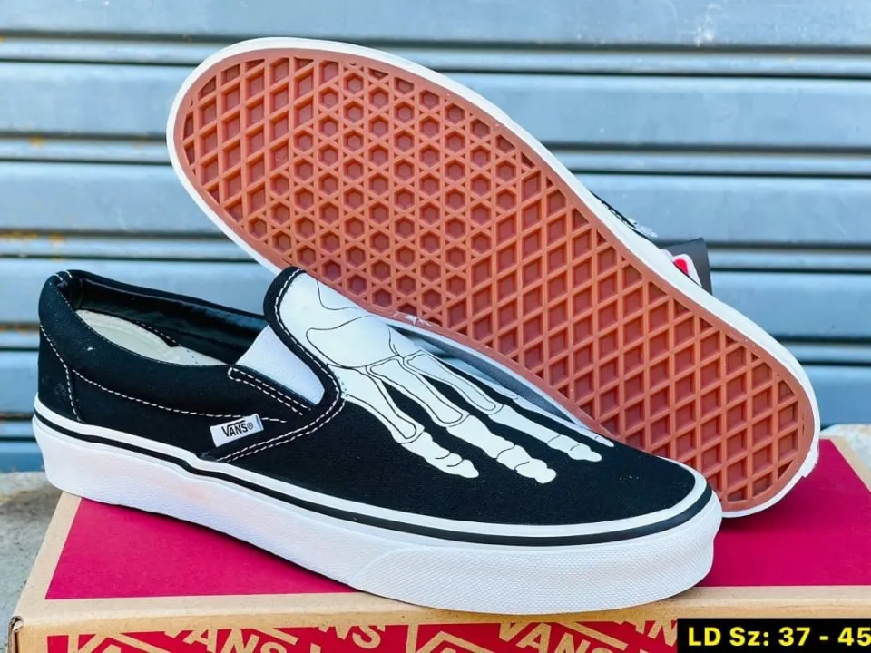 Skeleton Boney Feet Custom Vans Slip on Shoes 