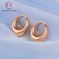 [COD] Temperament high-end hollow circle earrings personalized drop polished surface stainless steel