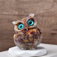 Natural Crystal Gravel Owl Animal Crafts With Orgonite Silicone Mold DIY Resin Decorative Hand Made Figurines Home DecorationGif