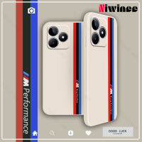 NIWINEE สำหรับ Realme C51 NFC ลายเส้นเคสโทรศัพท์แบบตรงขอบซิลิโคนเหลวรวมทุกอย่างป้องกันการตกใหม่บางเฉียบเรียบง่ายสร้างสรรค์มีสไตล์นุ่มเคสโทรศัพท์ที่เป็นคู่เคสโทรศัพท์