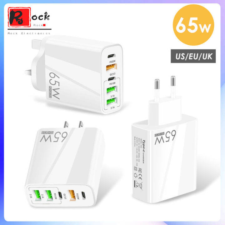 บล็อกเครื่องชาร์จติดผนัง Usb C 65W Type C Pd Qc3.0เร็วอะแดปเตอร์เครื่อง ...