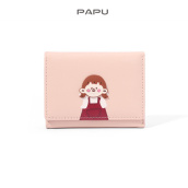 Ví nữ cầm tay nhỏ mini PaPu VN23 sticker bé gái siêu dễ thương,da PU cao cấp