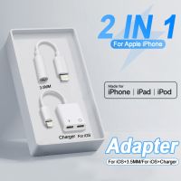 2 IN 1 Earphone Charger Adapter For iPhone 14 13 12 11 Pro Max 8 7 Jack Headset Lighting 3.5MM Connector Audio Earphone Splitter