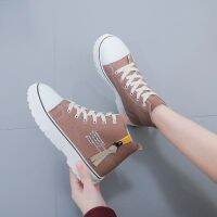 High-Top Canvas Shoes Womens Age Spring Autumn 2021 New Thick-Soled Matching Sneakers ulzzang Cloth TrendSepatu anjang Ding Yi Tranit wanita musim Half Dan gugur kasut tebal Balu Sepatu Yang Mleleh perempuan