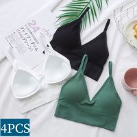 4PCS ผู้หญิง Bra กีฬาเสื้อชั้นในไร้ตะเข็บ Crop Tops หญิง Comfy Bralette U กลับชุดชั้นในเซ็กซี่