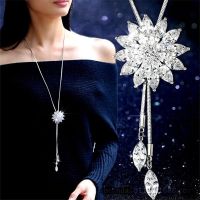 Feng Qi shop Fashion Charm Bridal Engagement Crystal Rhinestone Snowflake Pendant Necklace Women Wedding Jewelry Gifts