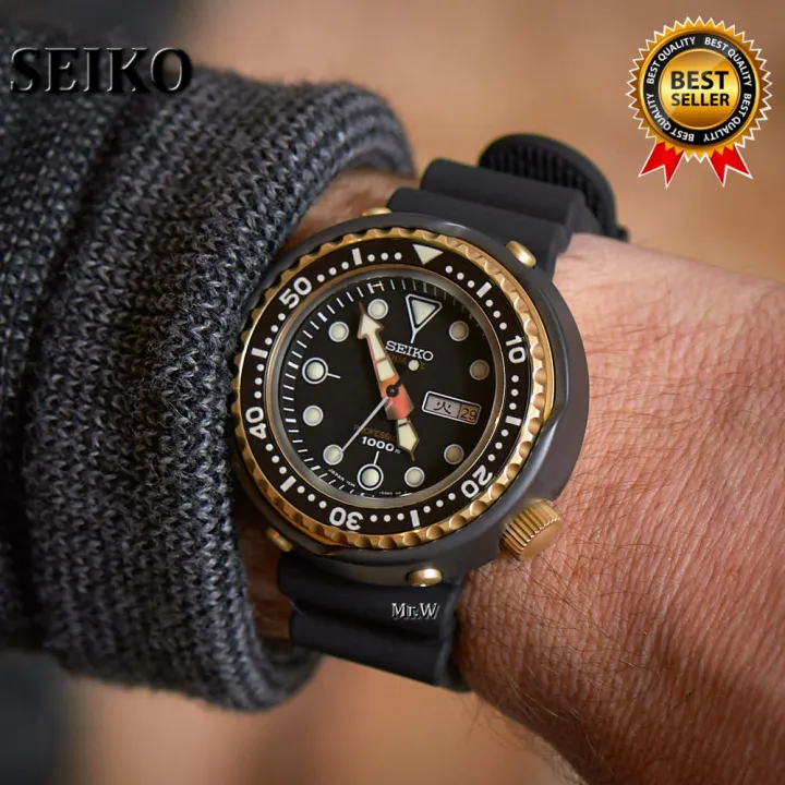 Seiko INT Edition Pros Diver's Date Black Gold Resin Band Watch For Men(Box  Included) | Lazada PH