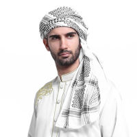 Saudi Arabic Islamic Accessories Men Praying Hat Head Scarf with Headband Muslim Traditional Costumes Clothing Plaid Turban