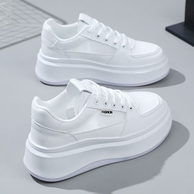 New White Shoes Womens All-Match Casual Shoes 2023 Spring and Summer Trends Board Shoes Raise the Bottom Breathable