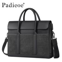 Genuine Leather Business Bag Briefcase Padieoe Working Handbag Mens Computer Cross-Body Leisure Trip