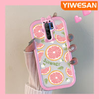 YIWESAN เคสสำหรับ Xiaomi MI Redmi 9 Prime Poco M2การ์ตูนน่ารักสีชมพูฤดูร้อนมะนาวสีสันสดใสเคสกันกระแทกกันกระแทกเคสโทรศัพท์โปร่งใส Little Monster เลนส์กล้องถ่ายรูป