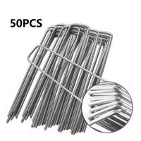 50 Pcs Weedproof Cloth Ground Nail Lawn Fixer for Fixing Weed Mesh Floor Galvanized Steel Garden Stake Staple Mulch Nail