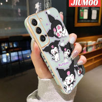 JIUMOO เคสปลอกสำหรับ Samsung S22บวก S22พิเศษเคสลายการ์ตูนน่ารัก Kuromi ใหม่หรูหราชุบขอบสี่เหลี่ยมเคสมือถือกันกระแทกเคสซิลิโคนนิ่มคลุมด้านหลังเคสกันกระแทกเลนส์กล้องถ่ายรูป