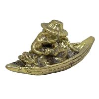 พระพิฆเนศ ปางพายเรือค้าขายดี วัสดุทองเหลือง สูง 2 ซม. Ganesha Mini Brass Statue #4 Home Decor by Boss