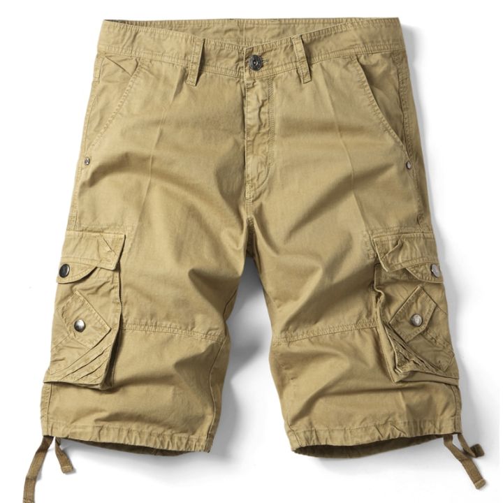 กางเกงขาสั้นผ้าคอตตอนลายพรางสำหรับผู้ชาย-กางเกงขาสั้นลายพรางแฟชั่นลำลองมีหลายกระเป๋ากางเกงขาสั้นบุรุษทรงหลวมสำหรับฤดูร้อน