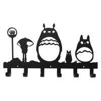 【love beautiful clothes】Totoro ตะขอโลหะติดผนัง,ที่แขวนเสื้อโค้ทพร้อมตะขอ6อันอุปกรณ์จัดเก็บเสื้อผ้าตกแต่งห้องนอนบ้าน