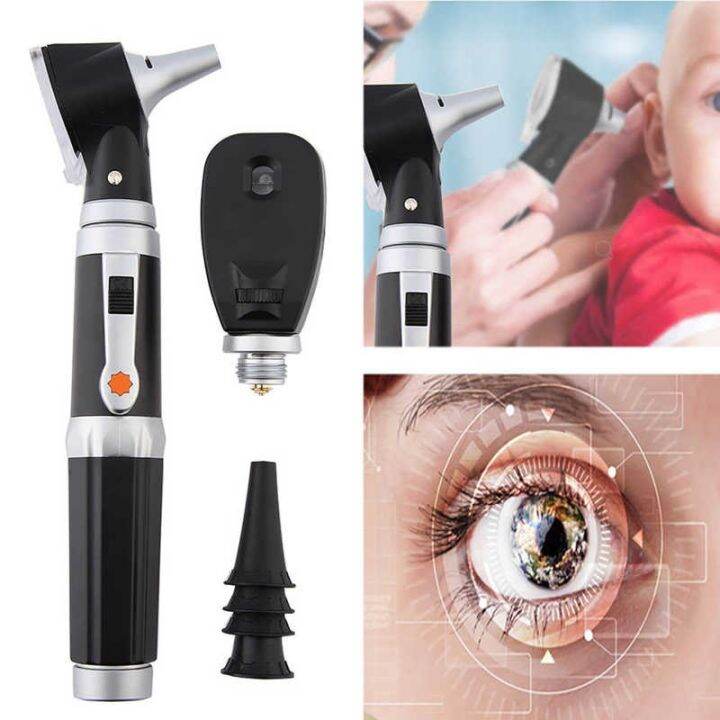 Professional Fiber Optic Otoscope Ophthalmoscope Kit LED Fiberoptic