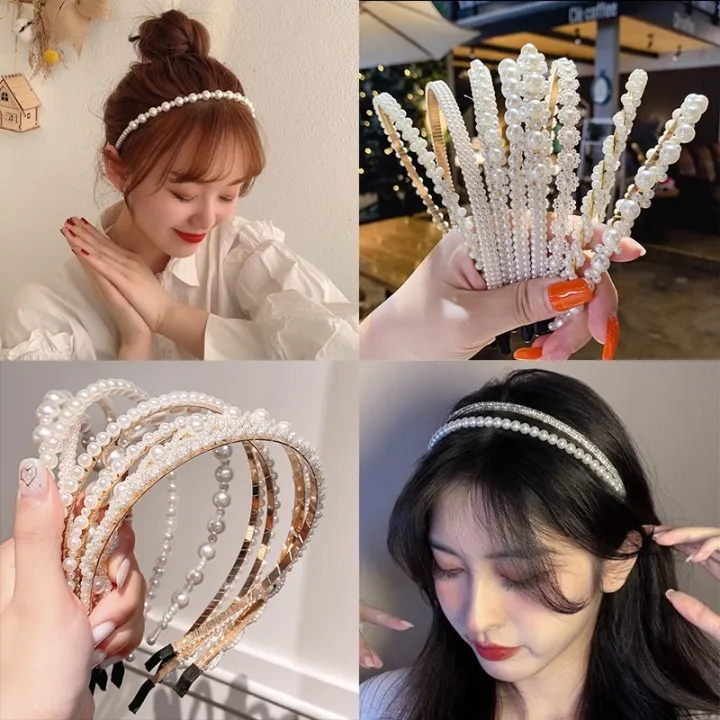 Sell like hot cakes Korean Fashion Loely Sea Pearl Headband Hair Accesories  Kpop Black Pink Fashion Hair | Lazada PH