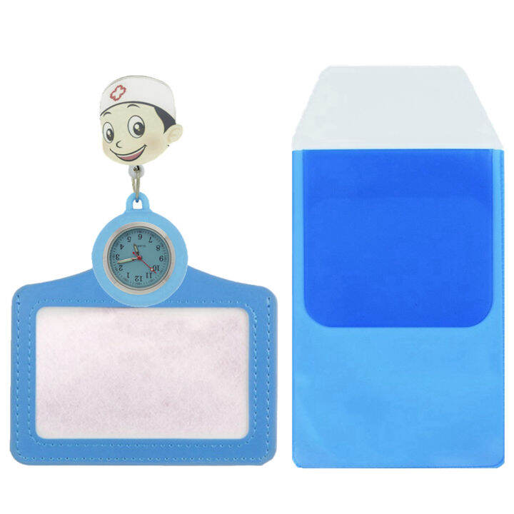 new-2-in-1-cartoon-nurse-retractable-badge-reel-pocket-watches-pen-bags-ladies-women-doctor-mens-name-cards-hang-quartz-watches