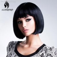 Alororo Short Synthetic Straight Bob Wig for Women High Temperature Fibre Daily Available Natural Black Cosplay Wig [ Hot sell ] ea1voy